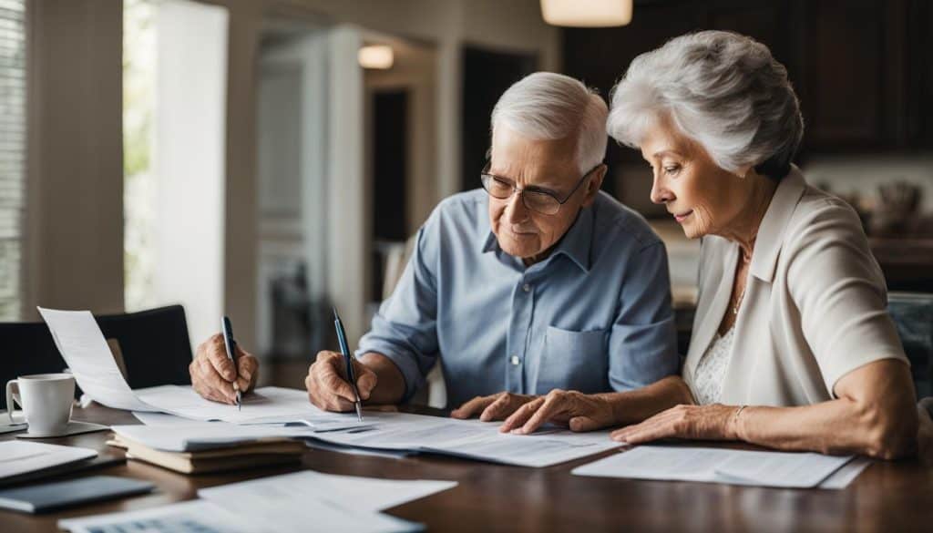 senior couple reviewing medicare plan