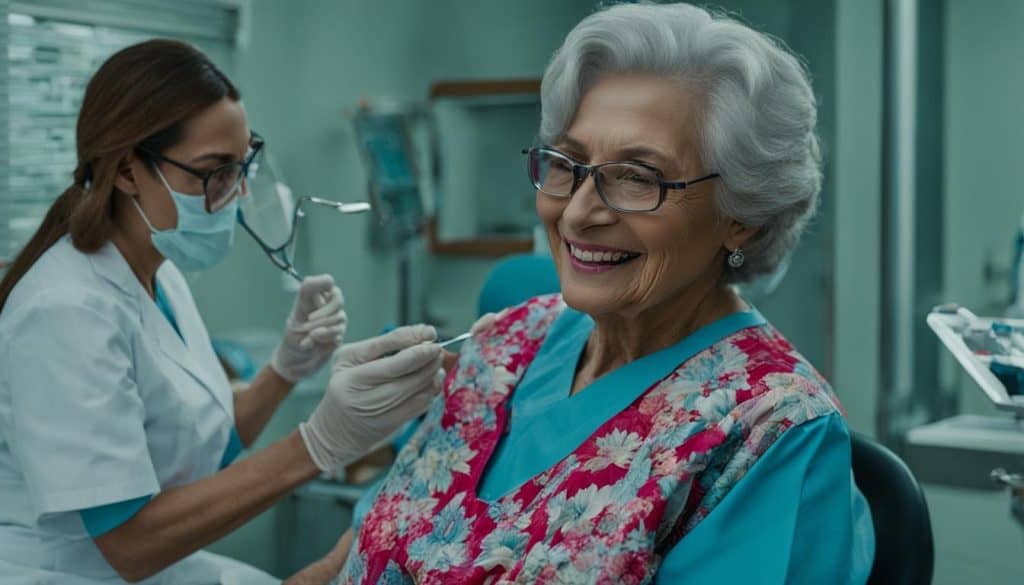 senior with a dentist