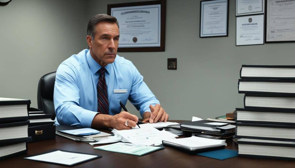 Insurance agent reviewing Medicare regulations